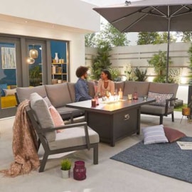 Nova Vogue Corner Dining Set & Firepit Table & Lounge Chair Grey