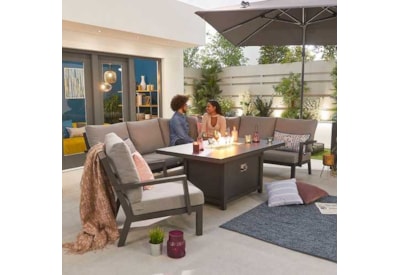 Nova Vogue Corner Dining Set & Firepit Table & Lounge Chair Grey