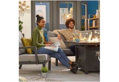 Nova Compact Vogue Corner Dining Set & Firepit Table & Lounge Chair Grey
