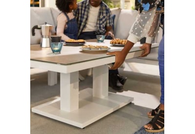 Nova Vogue 3 Seat Sofa Dining Set & Rising Table & Bench White