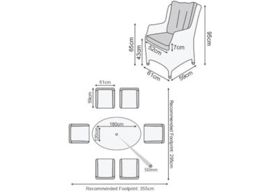 Nova Heritage Thalia 6 Seat Dining Set 1.8m x 1.2m Oval Table White Wash
