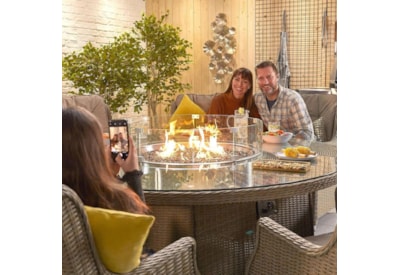 Nova Heritage Thalia 8 Seat Dining Set & Fire Pit 1.8m Round Table Willow