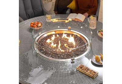 Nova Heritage Thalia 8 Seat Dining Set & Fire Pit 1.8m Round Table White Wash