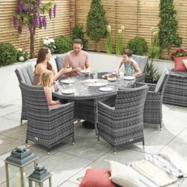 Nova Sienna 6 Seat Dining Set & Ice Bucket 1.8m x 1.2m Oval Table Grey