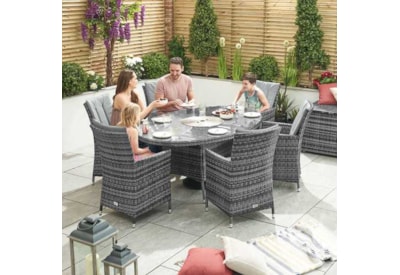Nova Sienna 6 Seat Dining Set & Ice Bucket 1.8m x 1.2m Oval Table Grey