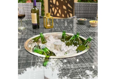 Nova Sienna 10 Seat Rattan Dining Set & Ice Bucket 1.8m Round Table Grey