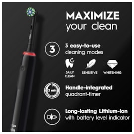 Oral B Pro3500 Rechargeable Toothbrush With Travel Case - Black Oral B Pro3500 Rechargeable Toothbrush With Travel Case - Black