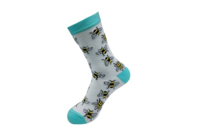 Eco Chic White Bumble Bee Bamboo Socks 4-8 (SK01WT)