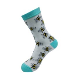 Eco Chic White Bumble Bee Bamboo Socks 4-8