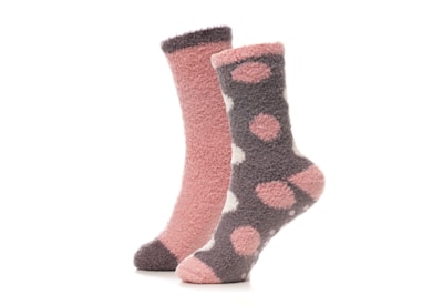 Ladies 2pk Design Cosy Socks With Gripper Ladies 2pk Design Cosy Socks With Gripper