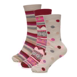 Ladies 3pk Patterned Thermal Socks Ladies 3pk Patterned Thermal Socks