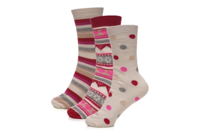 Ladies 3pk Patterned Thermal Socks Ladies 3pk Patterned Thermal Socks