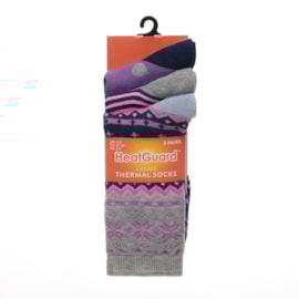 Ladies 3pk Patterned Thermal Socks Ladies 3pk Patterned Thermal Socks