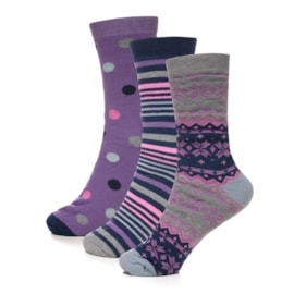 Ladies 3pk Patterned Thermal Socks Ladies 3pk Patterned Thermal Socks