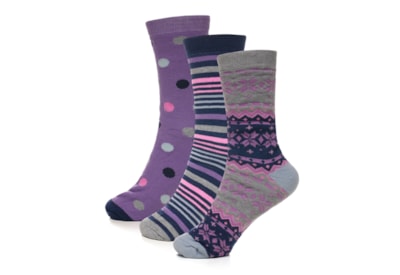 Ladies 3pk Patterned Thermal Socks Ladies 3pk Patterned Thermal Socks