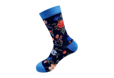 Eco Chic Navy Foral Bamboo Socks 4-8 Eco Chic Navy Foral Bamboo Socks 4-8