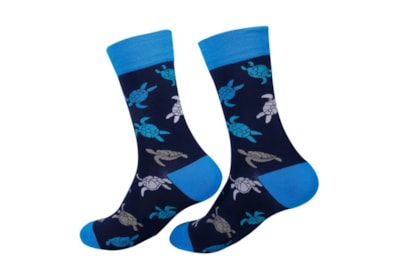 Eco Chic Navy Turtle Bamboo Socks 4-8 Eco Chic Navy Turtle Bamboo Socks 4-8