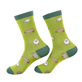 Eco Chic Green Cute Sheep Bamboo Socks 4-8