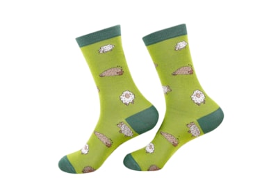 Eco Chic Green Cute Sheep Bamboo Socks 4-8