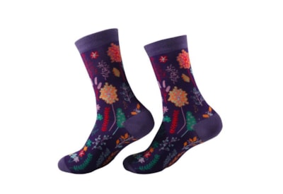 Eco Chic Purple Lush Floral Bamboo Socks 4-8 Eco Chic Purple Lush Floral Bamboo Socks 4-8