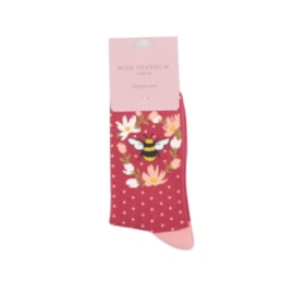 Miss Sparrow Bumble Bee Wreath Socks Red (SKS409RED)
