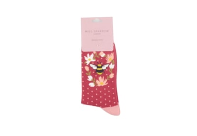 Miss Sparrow Bumble Bee Wreath Socks Red (SKS409RED)