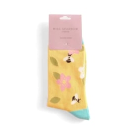 Miss Sparrow Bees & Flowers Socks Yellow (SKS415YELLOW)