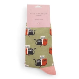 Miss Sparrow Cat Club Socks Olive (SKS425OLIVE)