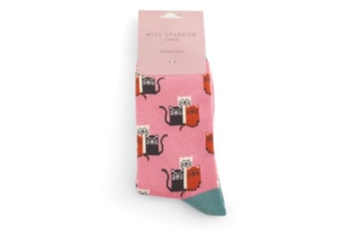 Miss Sparrow Cat Club Socks Pink (SKS425PINK)