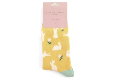 Miss Sparrow Bunnies & Daisies Socks Light Yellow (SKS431LIGHTYELLOW)