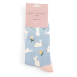 Miss Sparrow Bunnies & Daisies Socks Powder Blue (SKS431POWDERBLUE)