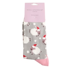 Miss Sparrow Bamboo Socks Santa Sheep Silver