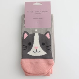 Miss Sparrow Cool Cat Socks Light Grey Miss Sparrow Cool Cat Socks Light Grey