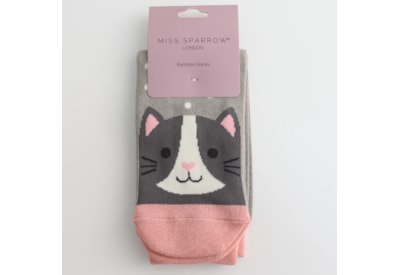 Miss Sparrow Cool Cat Socks Light Grey