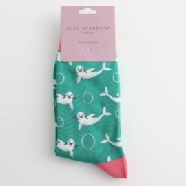 Miss Sparrow Seals Socks Green
