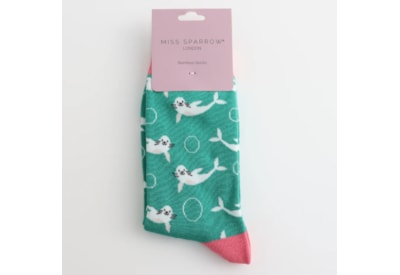 Miss Sparrow Seals Socks Green