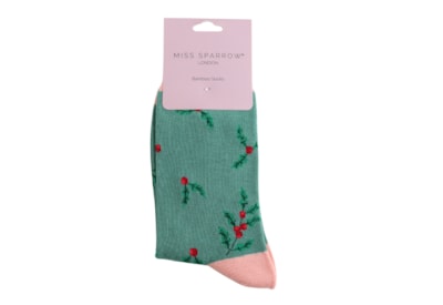 Miss Sparrow Bamboo Socks Holly Sprigs Green