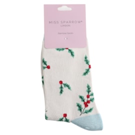 Miss Sparrow Bamboo Socks Holly Sprigs Silver