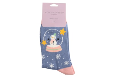 Miss Sparrow Bamboo Socks Snow Globes Denim Miss Sparrow Bamboo Socks Snow Globes Denim