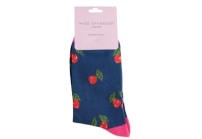 Miss Sparrow Cherries Socks Navy