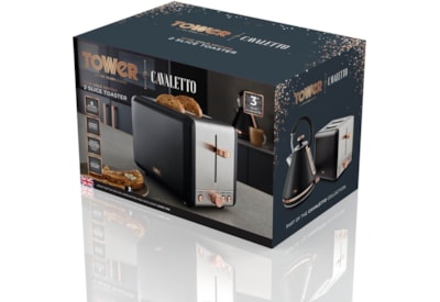 Tower Cavaletto 2 Slice Toaster Black / Rose Gold (T20036RG)