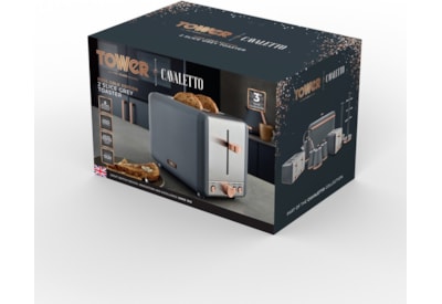 Tower Cavaletto 2 Slice Toaster Grey / Rose Gold (T20036RGG)