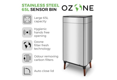 Tower Ozone Sensor Bin S/steel 65l Tower Ozone Sensor Bin S/steel 65l
