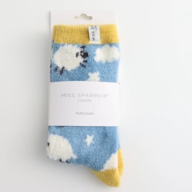 Miss Sparrow Fluffy Socks Sleepy Sheep Denim