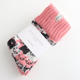 Miss Sparrow Winter Socks Happy Cats Dusky Pink Miss Sparrow Winter Socks Happy Cats Dusky Pink