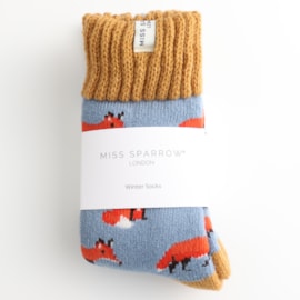 Miss Sparrow Winter Socks Foxes Powder Blue Miss Sparrow Winter Socks Foxes Powder Blue