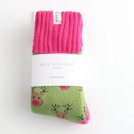 Miss Sparrow Winter Socks Reindeer Green Miss Sparrow Winter Socks Reindeer Green