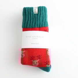 Miss Sparrow Winter Socks Reindeer Red