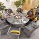 Nova Heritage Leeanna 8 Seat Dining Set & Fire Pit 1.8m Round Table White Wash
