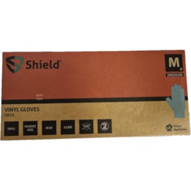 Shield Blue Vinyl Powder Free Gloves 100S Medium Shield Blue Vinyl Powder Free Gloves 100S Medium
